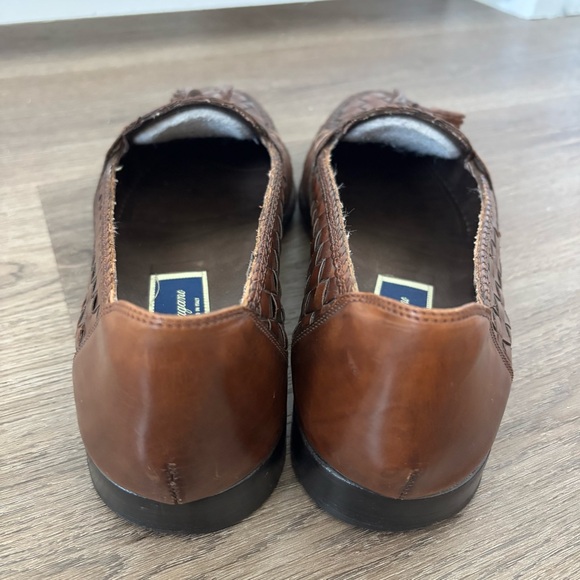 Men's Bragano by Cole Haan Loafers Dress Shoes Brown Woven Leather with Tassle - Picture 6 of 8